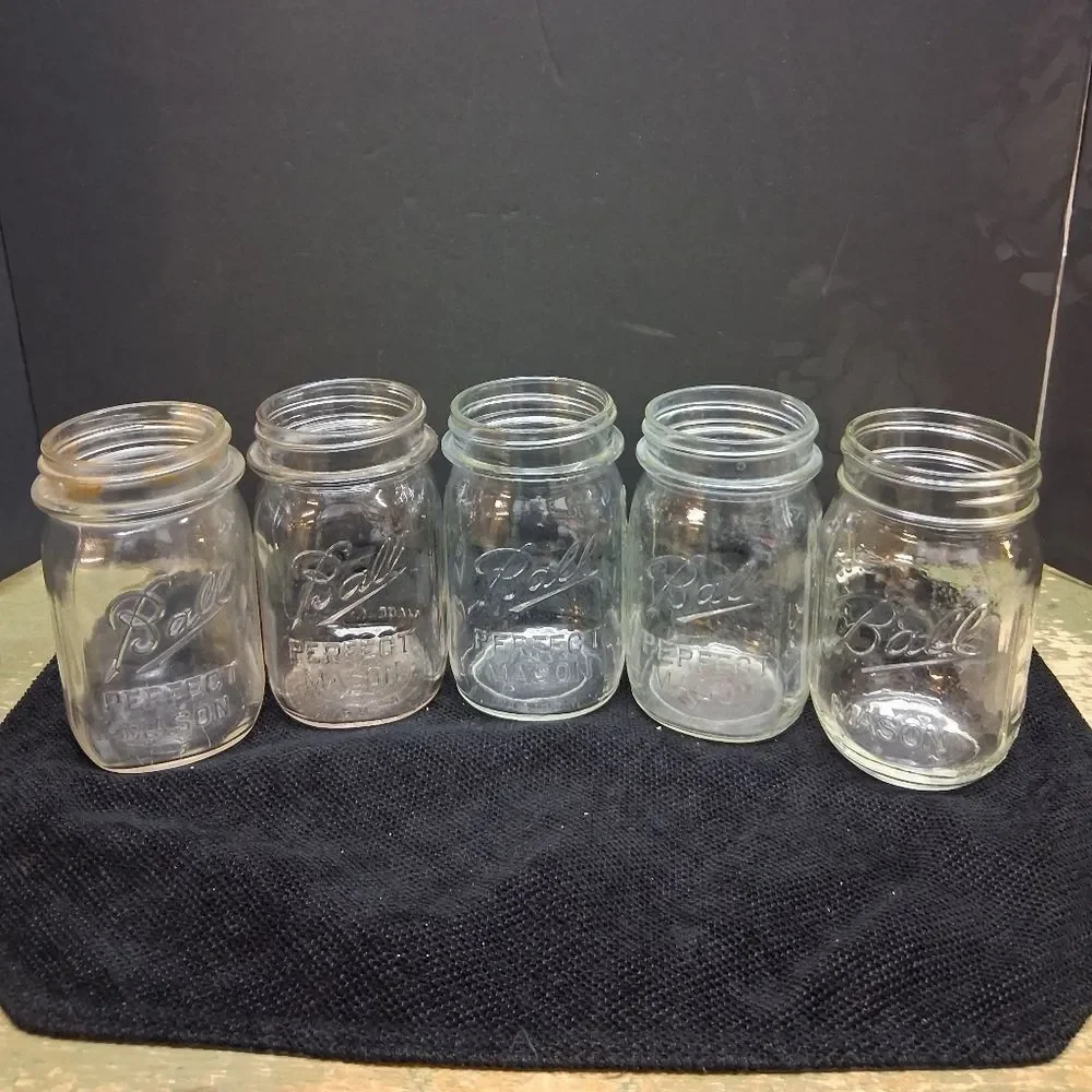 Ball Perfect Mason Vintage 1933-1962 Lot Of 5 Clear Pint Jars‎